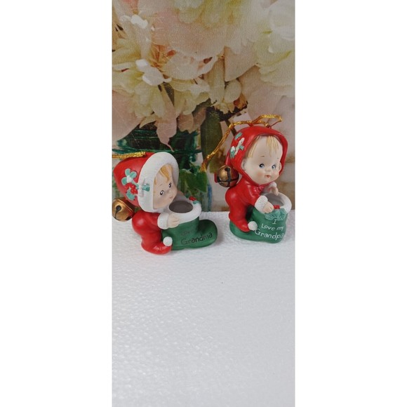2 Ruth Morehead Mistletots 1986  Ornament/figurine 3-1/2” grandma grandpa - Picture 1 of 9
